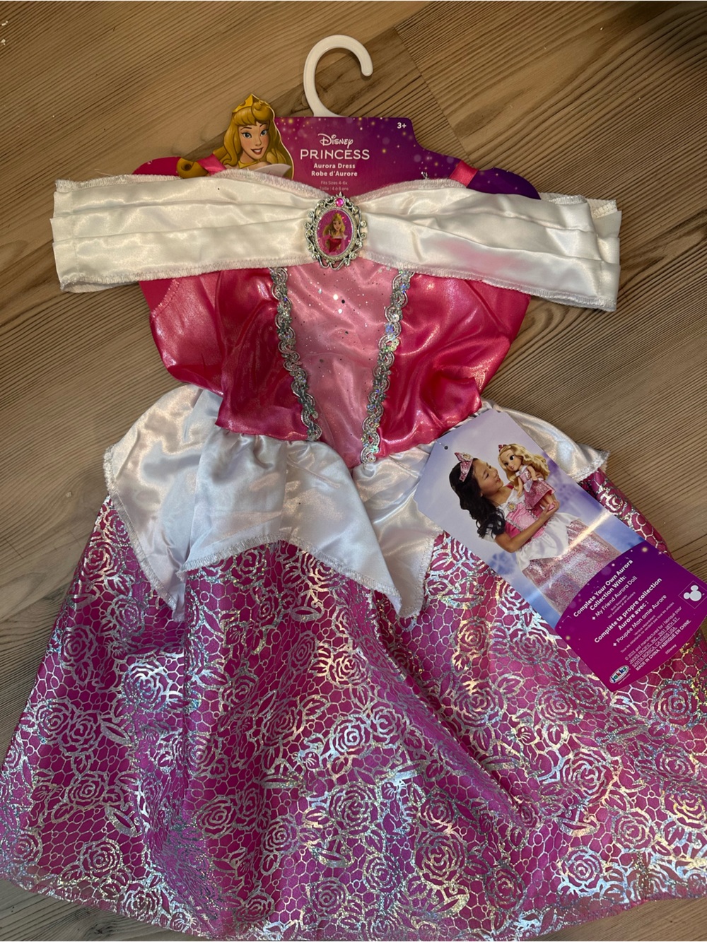 Disney Pink and White Princess Dress with Metallic Rose Skirt